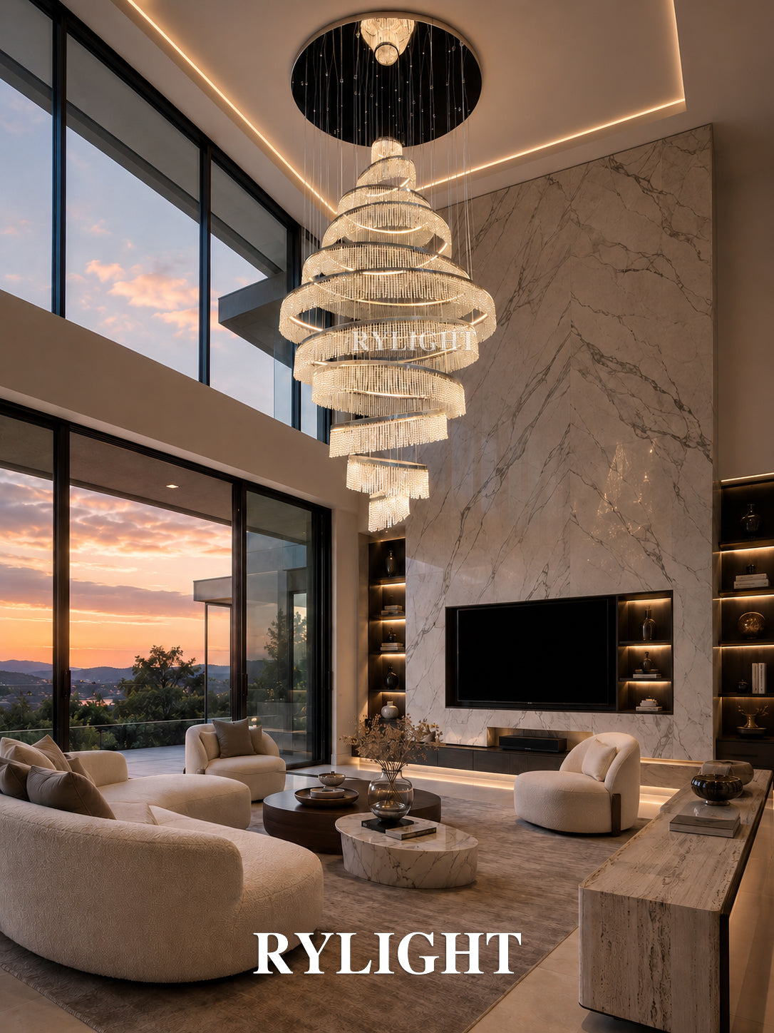 11/17-Ring Extra Large/Long Tassel Chandelier