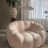 Cozy Fleece White Big Pumpkin Loveseat Sofa Chair