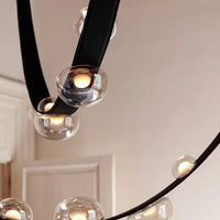 Rylight 1/2-lederen glazen kroonluchter met riem