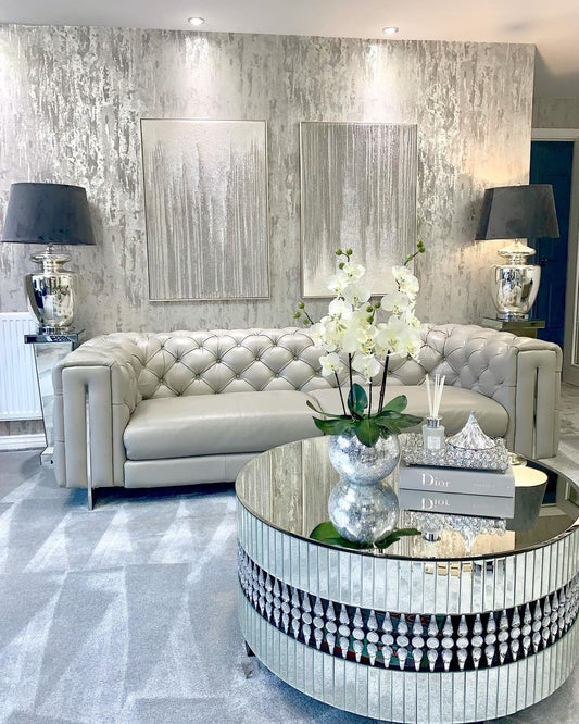 طاولة القهوة بمرآة مستديرة من رايلايت