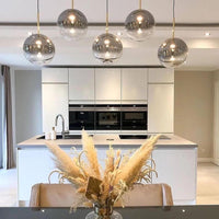 Rylight 5/7/9-licht semi-rokerige grijze glazen hanglamp