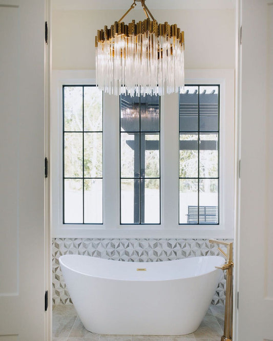 ثريا كريستالية دائرية من رايلايت، مكونة من طابقين وثلاثة وأربعة طوابق، بتصميم شلال إبداعي