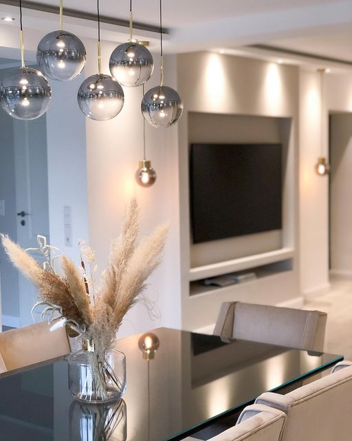 Rylight 5/7/9-licht semi-rokerige grijze glazen hanglamp