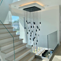 Rylight 10/15/17/Custom-Light zwarte kristallen staven kroonluchter