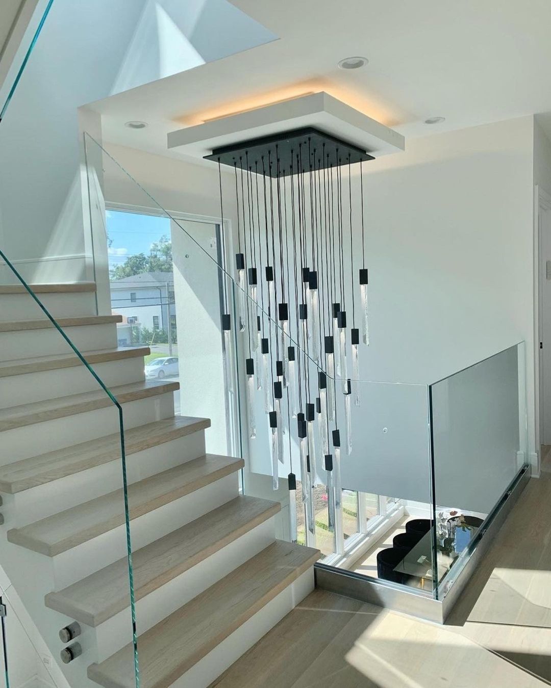 Rylight 10/15/17/Custom-Light zwarte kristallen staven kroonluchter