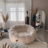 Cozy Fleece White Big Pumpkin Loveseat Sofa Chair