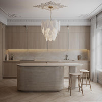 Rylight Frosted Hanging Petal Chandelier in Brass Finish
