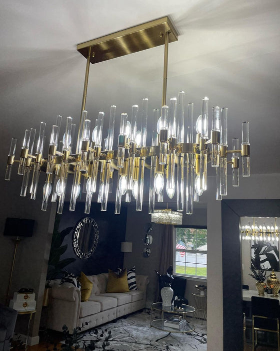 Rylight Round/Oval Crystal Cylinder Chandelier