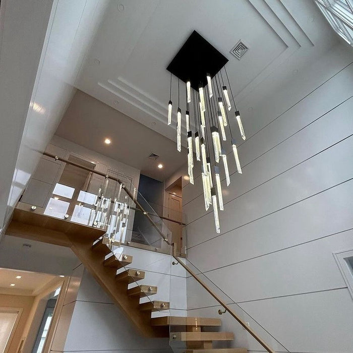 Crystal Glass Light Rods Rylight 10/15/17/Custom-Light Black Crystal Rods Chandelier — rylight