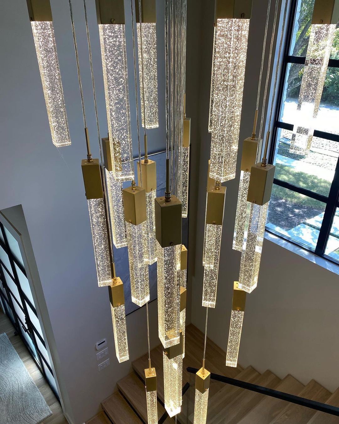 ثريا Rylight 3/7/13/25/41-Light Glacier Bubble Crystsal باللون الذهبي/الكروم/الأسود