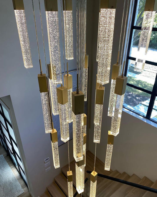 ثريا Rylight 3/7/13/25/41-Light Glacier Bubble Crystsal باللون الذهبي/الكروم/الأسود