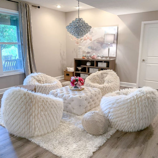 Winter Fox Faux Fur Bean Bag Chair