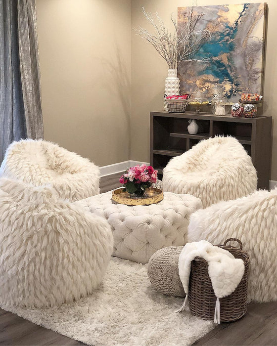 Winter Fox Faux Fur Bean Bag Chair