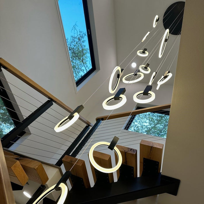 Nordic Postmodern Muti-Rings Rotating Creative For Staircase/Dinging Room