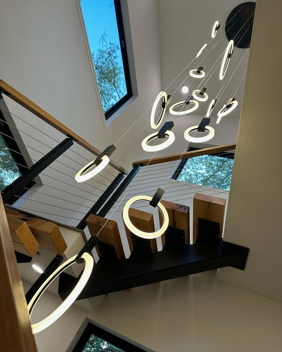 Nordic Postmodern Muti-Rings Rotating Creative For Staircase/Dinging Room