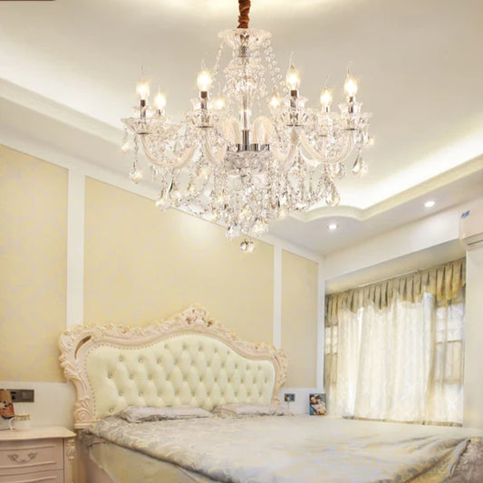 Rylight 3/6/8/10/12/15/18/24/30/32-licht antieke Europese kaars kristallen kroonluchter