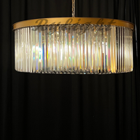 ثريا كريستالية مستديرة من Rylight ذات طبقة واحدة باللون النحاسي/الأسود 