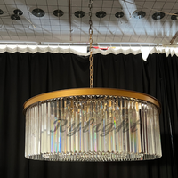 ثريا كريستالية مستديرة من Rylight ذات طبقة واحدة باللون النحاسي/الأسود 