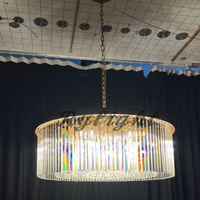 ثريا كريستالية مستديرة من Rylight ذات طبقة واحدة باللون النحاسي/الأسود 