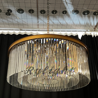 ثريا كريستالية مستديرة من Rylight ذات طبقة واحدة باللون النحاسي/الأسود 