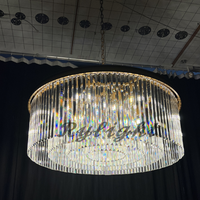 ثريا كريستالية مستديرة من Rylight ذات طبقة واحدة باللون النحاسي/الأسود 