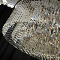 ثريا كريستالية مستديرة من Rylight ذات طبقة واحدة باللون النحاسي/الأسود 