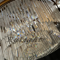 ثريا كريستالية مستديرة من Rylight ذات طبقة واحدة باللون النحاسي/الأسود 