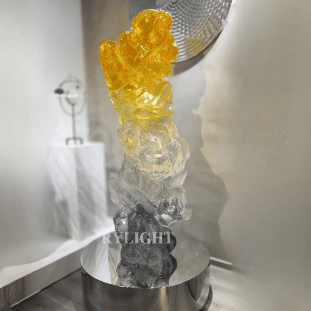 Yellow Gradient Transparent Resin Sculpture