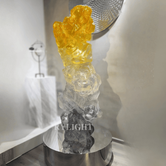 Yellow Gradient Transparent Resin Sculpture