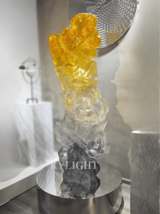 Yellow Gradient Transparent Resin Sculpture