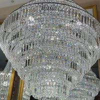 ثريا Rylight كبيرة جدًا متعددة الطبقات من الكروم/الذهبي الكريستالي