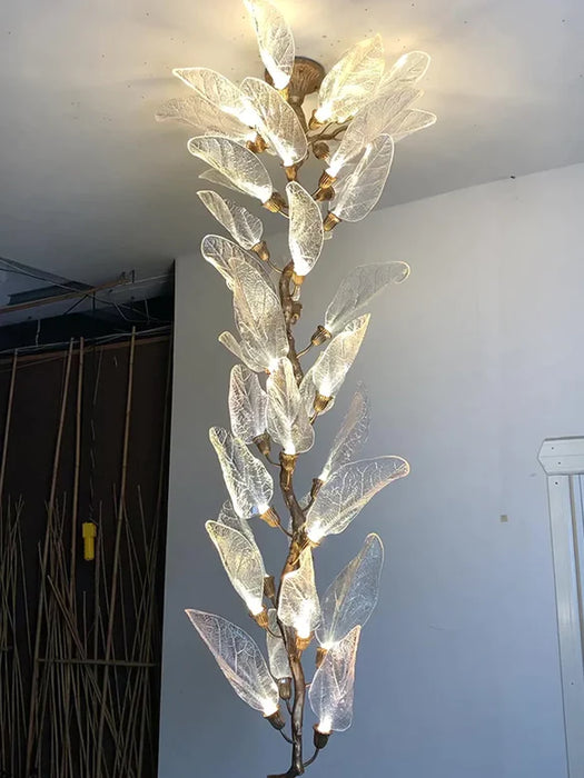 Rylight inbouw/ronde/lineaire bionische hars bladeren kroonluchter