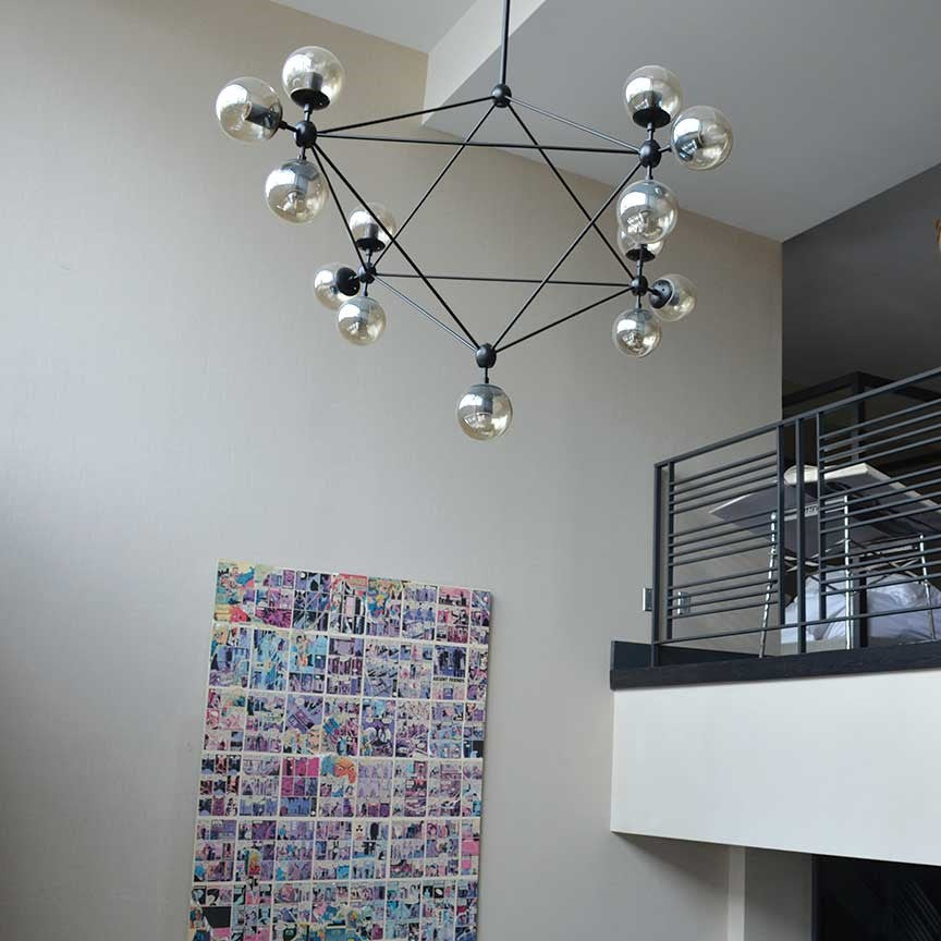 Rylight 10/15/21-Light Black Diamond Industrial Glass Chandelier