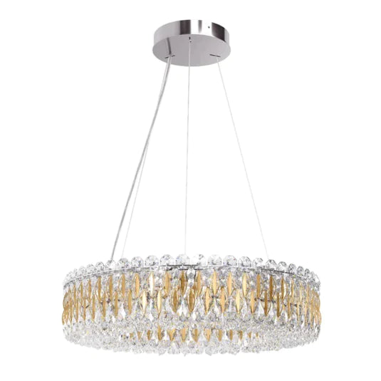 Rylight 1-Tier Round Crystal Beads Drum Chandelier