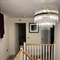 Rylight 13-Light Dimmable Crystal Chandelier in Brass Finish Color