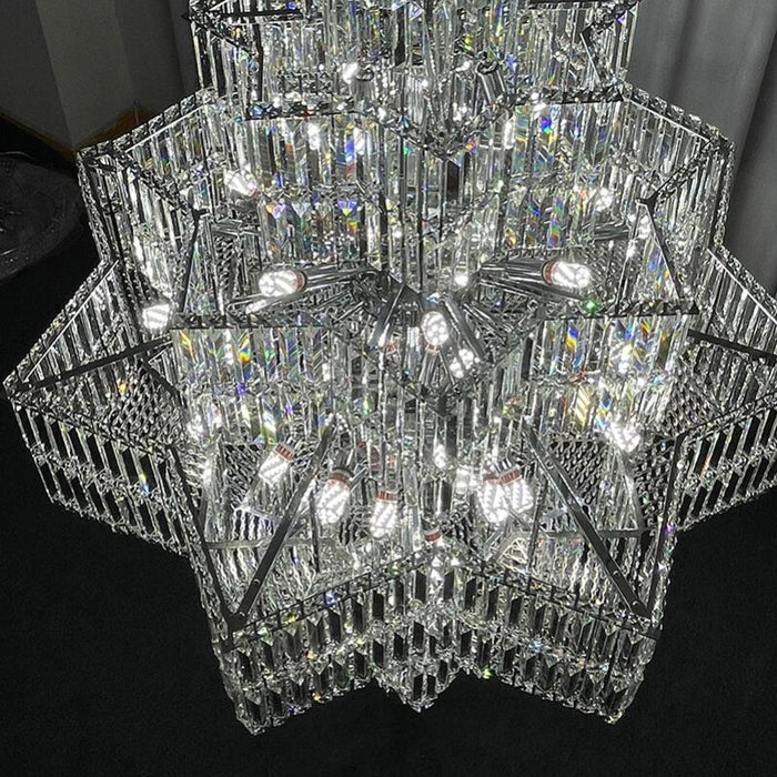 Rylight Multi-Tier Extra Large Plaza Hexagram Crystal Chandelier