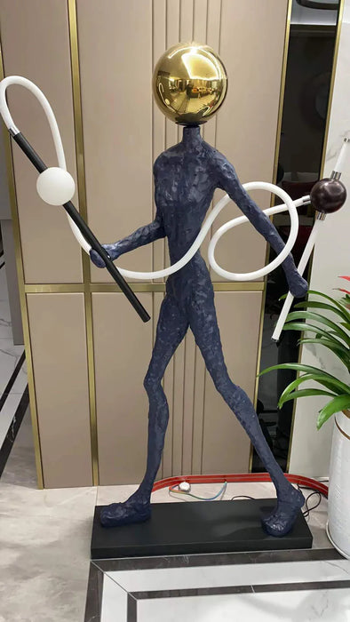 Rylight Art Gold Head Sculpture LED Floor Lamp