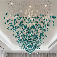 Rylight Modern Luxury Glass Stone Chandelier for Hotel/Living Room/Foyer
