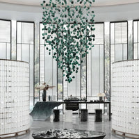 Rylight Modern Luxury Glass Stone Chandelier for Hotel/Living Room/Foyer