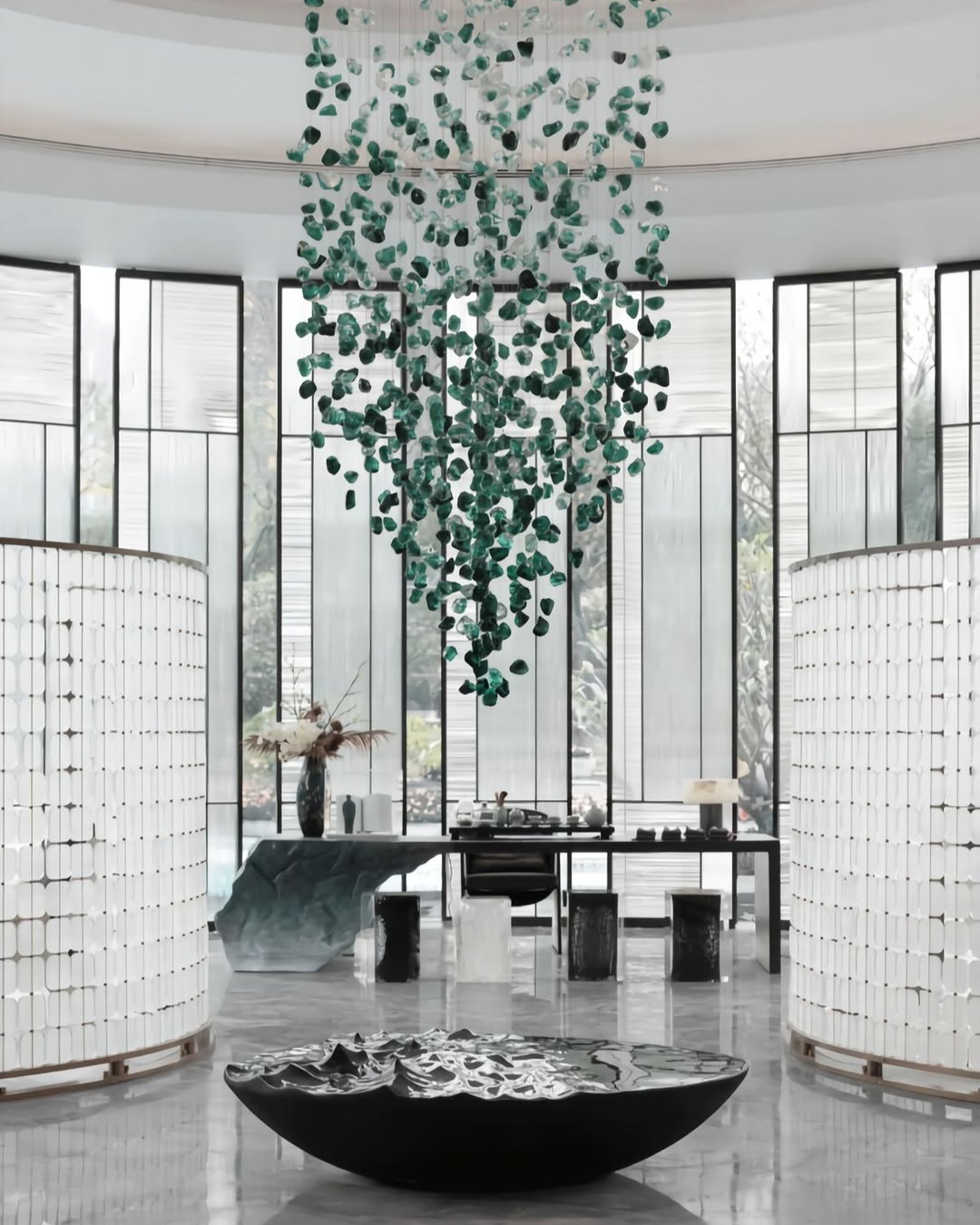 Rylight Modern Luxury Glass Stone Chandelier for Hotel/Living Room/Foyer
