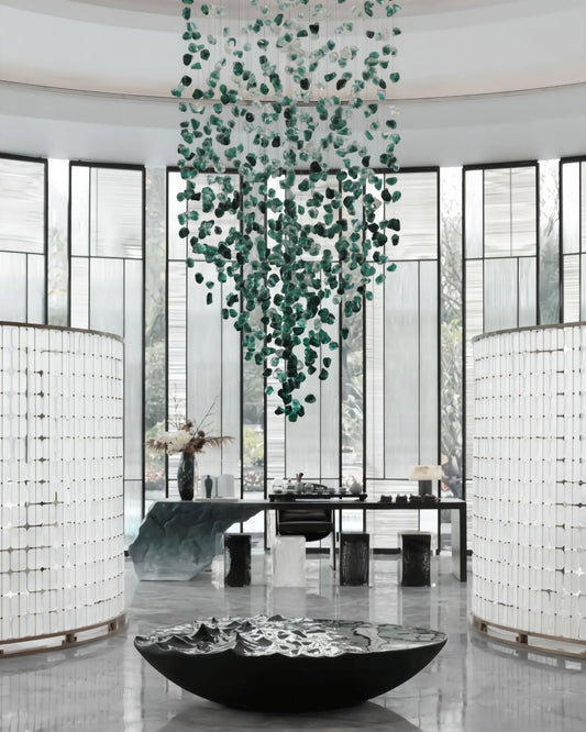 Rylight Modern Luxury Glass Stone Chandelier for Hotel/Living Room/Foyer