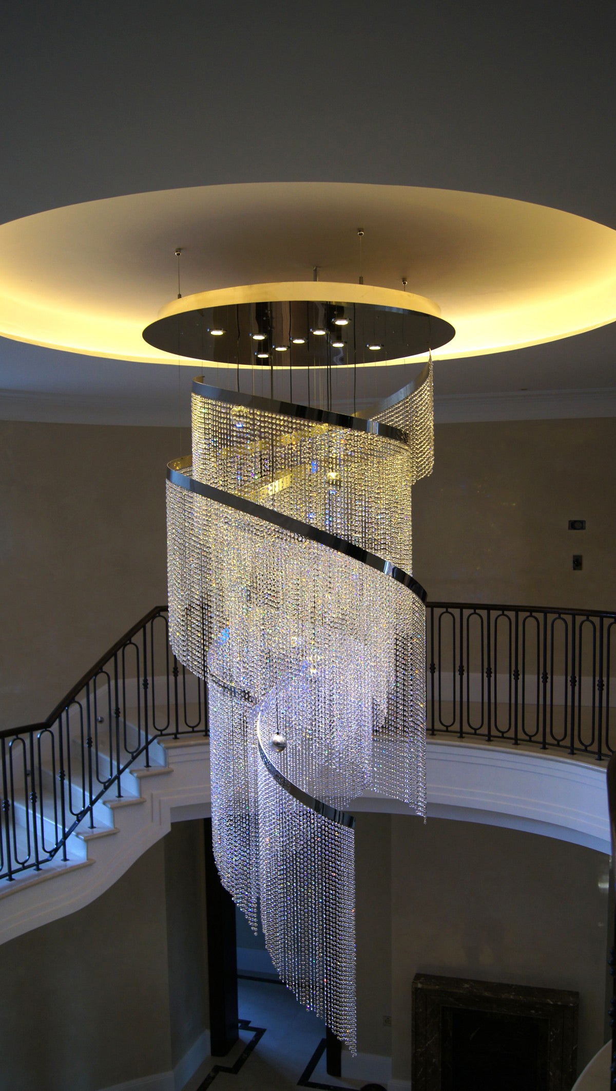 Rylight Cascade Spiral Tassel Crystal Chandelier