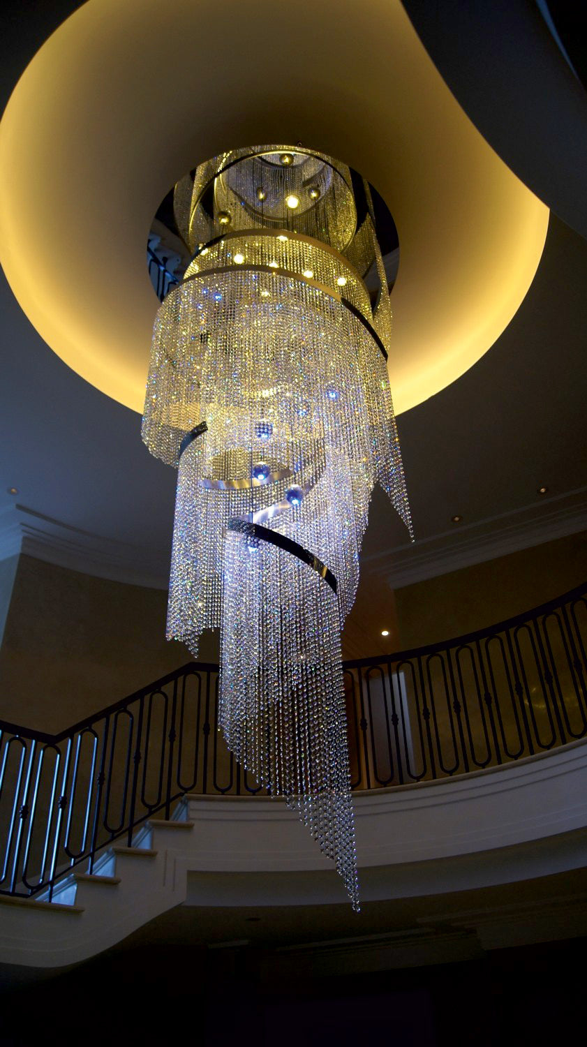 Rylight Cascade Spiral Tassel Crystal Chandelier