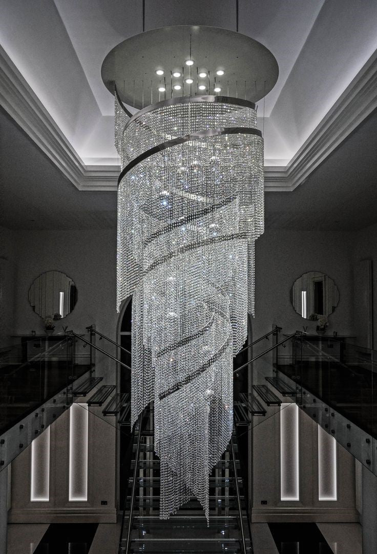 Rylight Cascade Spiral Tassel Crystal Chandelier