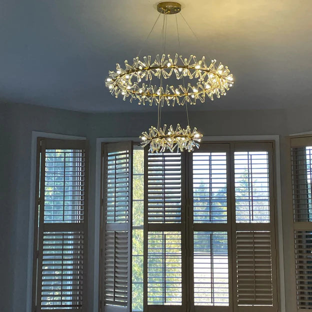 Rylight 1/2-ring ronde/lineaire bevroren ijskristallen kroonluchter