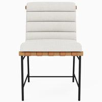 Bouclé/lederen eetkamerstoelen