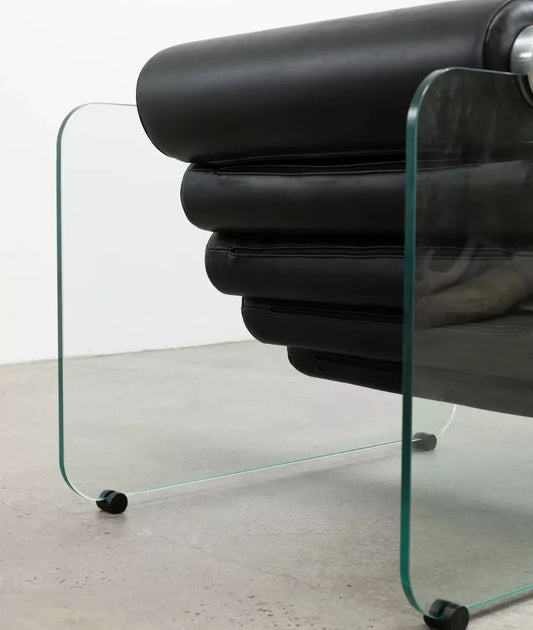 Rylight Italian Minimalist Glass Leg Accent Chair