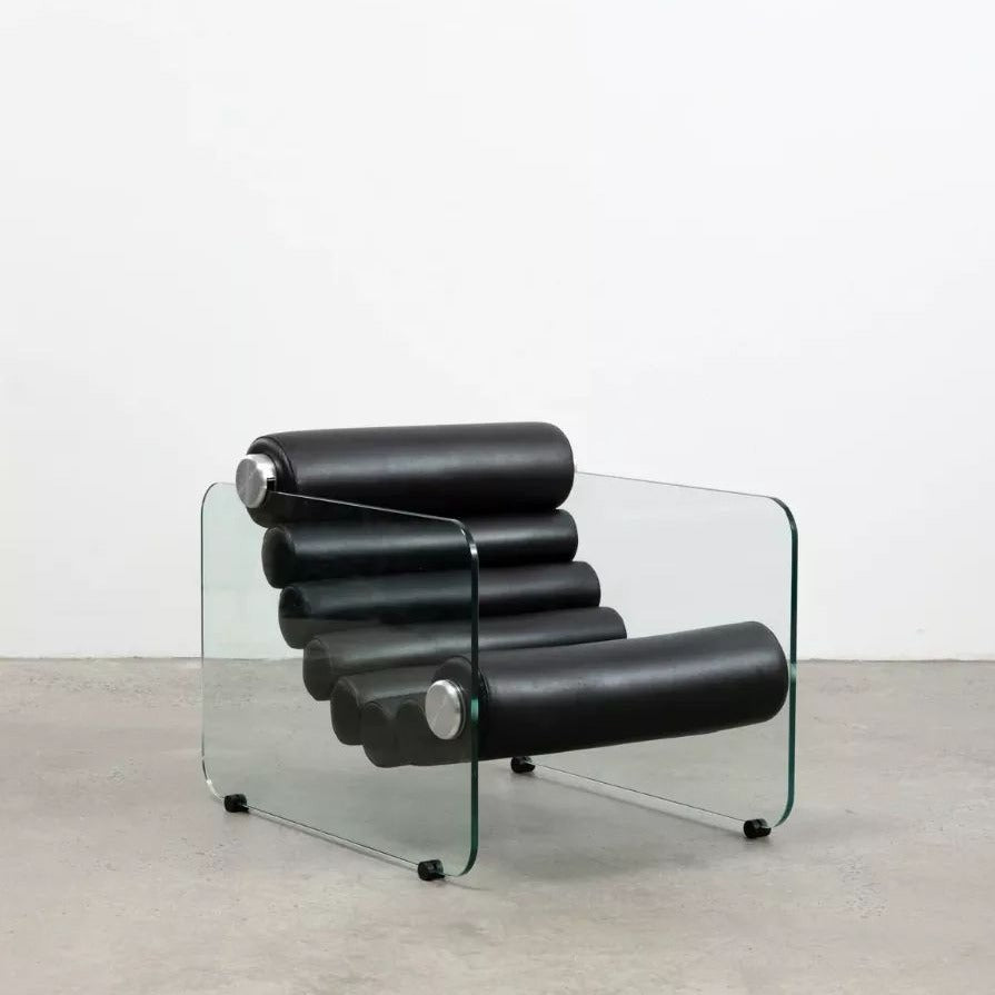 Rylight Italian Minimalist Glass Leg Accent Chair