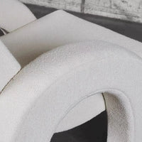 Modern Creative U-Shaped White Boucle Sherpa Accent Chair With Backrest