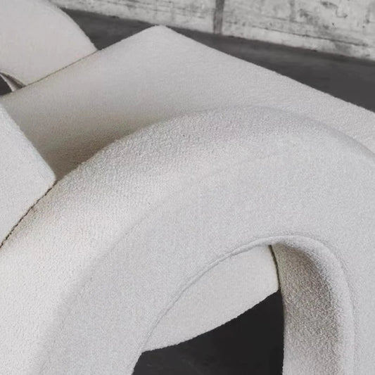 Modern Creative U-Shaped White Boucle Sherpa Accent Chair With Backrest